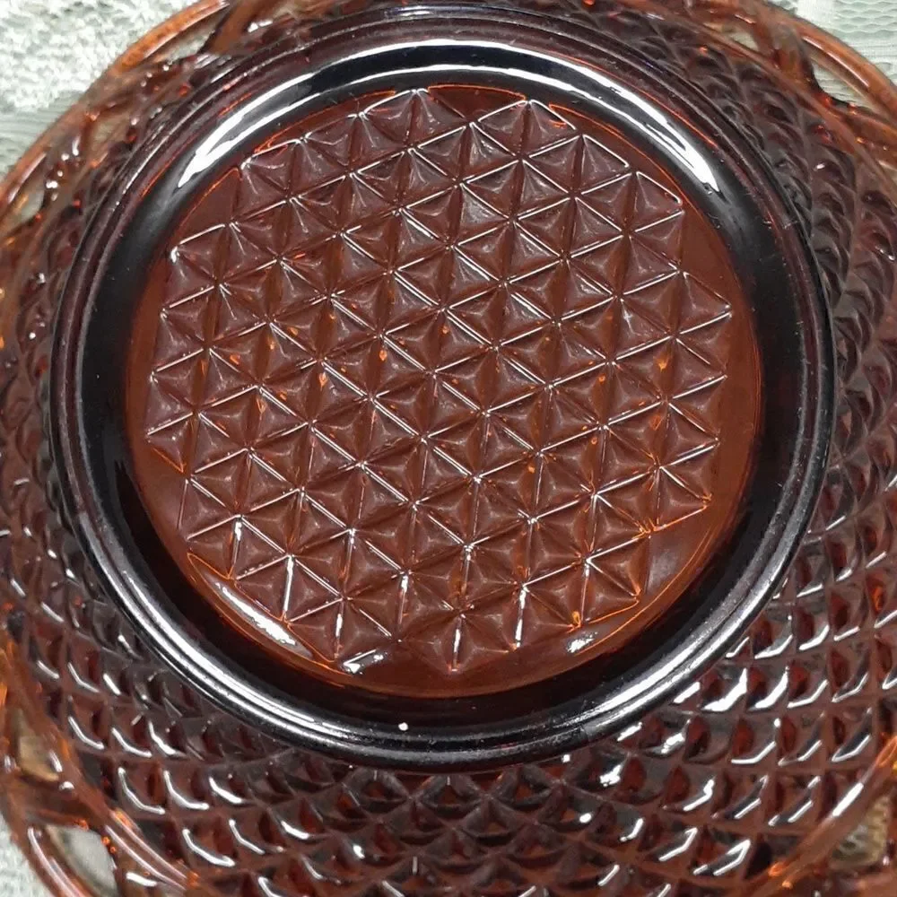 Imperial glass amber lace edge diamond point round serving bowl‎